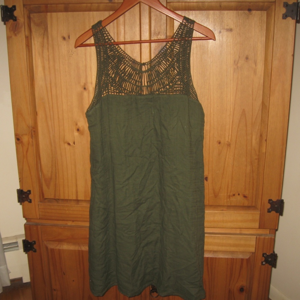 Merona XL Sun Dress Green Sleeveless Macrame